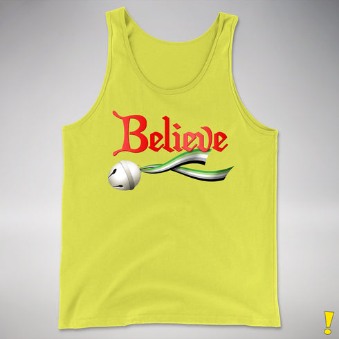 Believe Aromantic Pride Jingle Bell Premium Tank Top - Neon Yellow